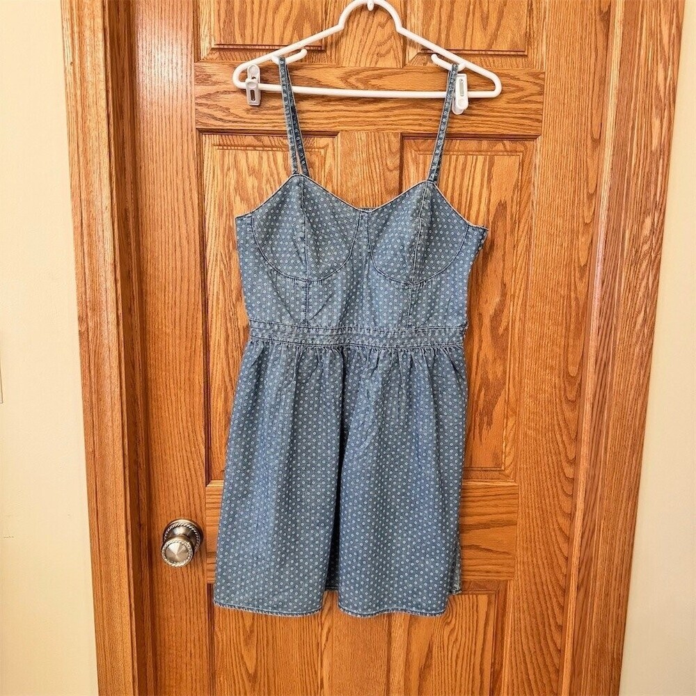 Mossimo Supply Co Dress Womens Size L Blue Polka Dot Sundress Mini Fit